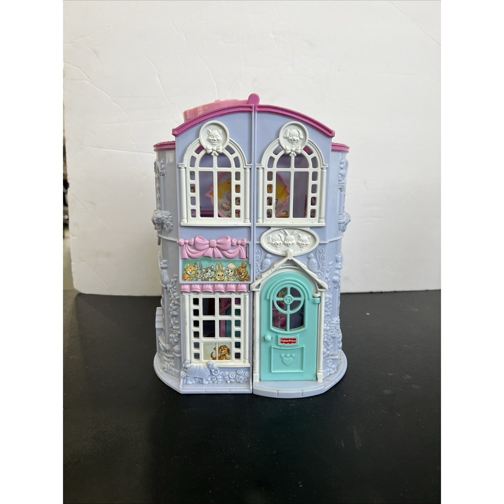 Fisher Price Precious Places Pet Parlor Vintage 1990s Folding Playset Lavender